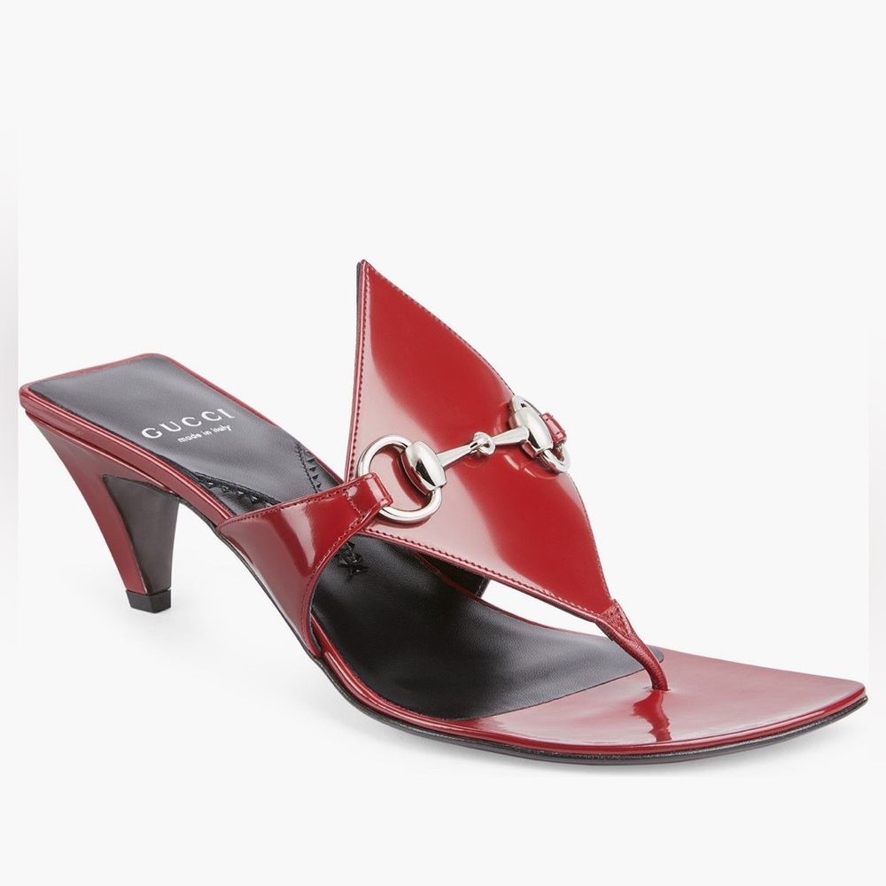 New Authentic Gucci Horsebit Kitten Heel Flip Flop
